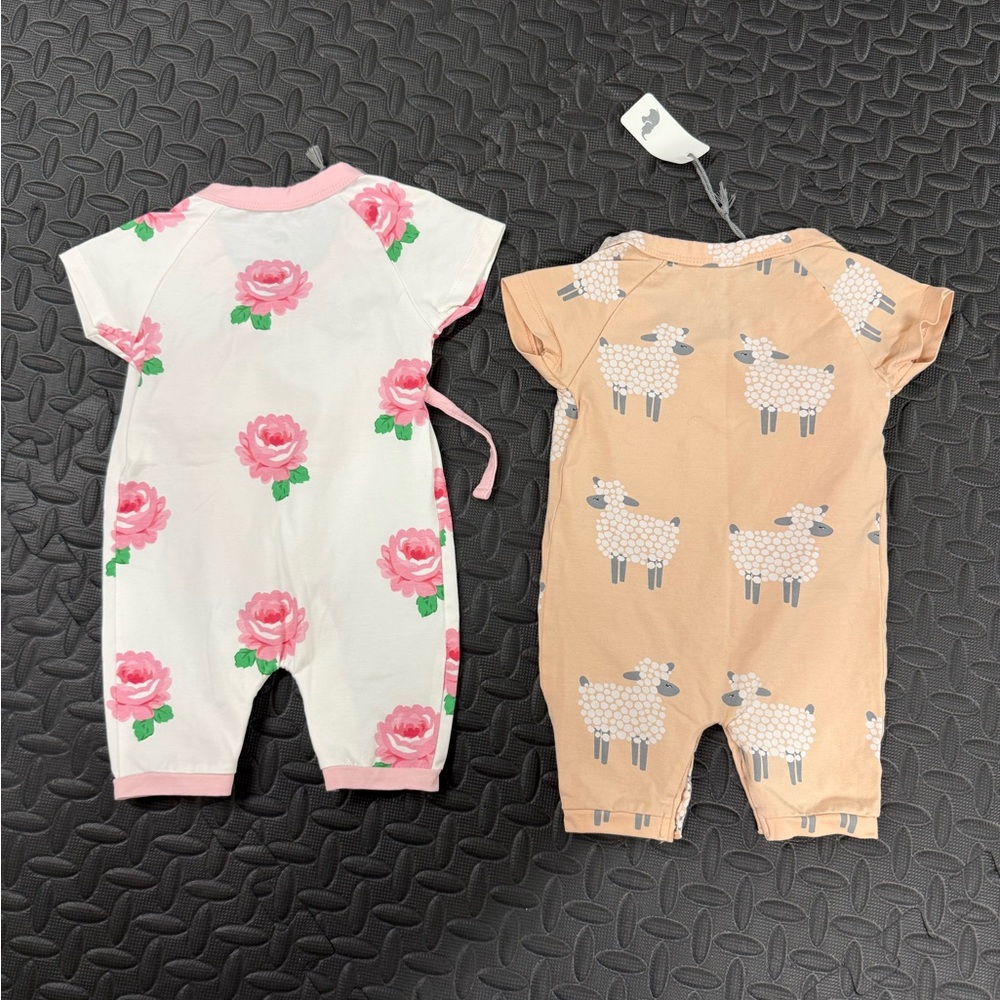 Floral and Sheep Print Kids Bodysuits Set - Picture 2 of 2